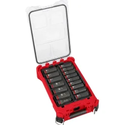 Milwaukee 16 Piece SHOCKWAVE Impact Duty 1/2" Drive Metric PACKOUT Deep Socket Set 49-66-6803