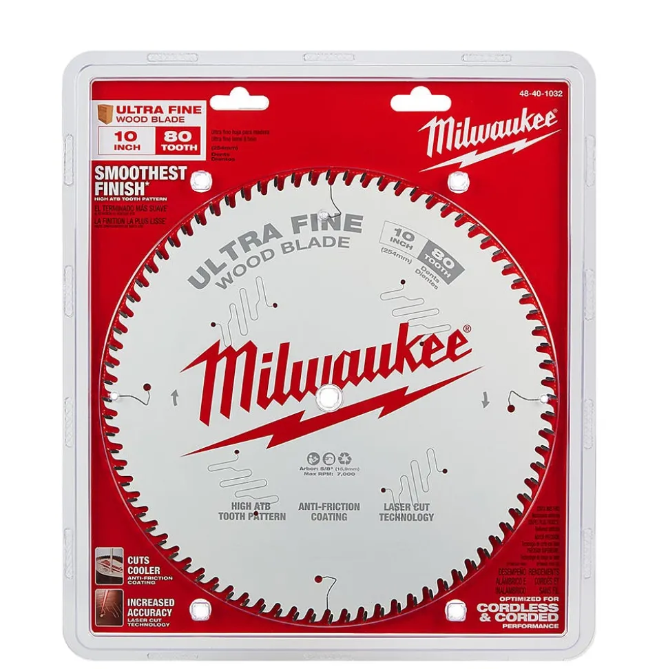 Milwaukee 10" 80T Circular Saw Ultra Fine Wood Blade 48-40-1032