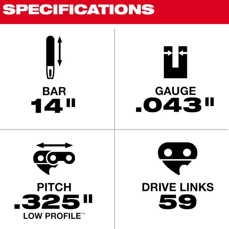 Milwaukee 14" Top Handle Chainsaw Guide Bar 49-16-2745