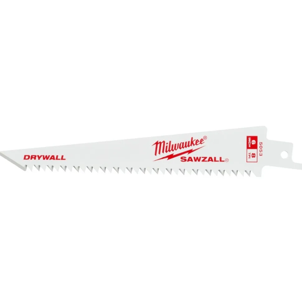 Milwaukee 6" 8TPI Drywall SAWZALL Blades (3 pk) 48-00-5053