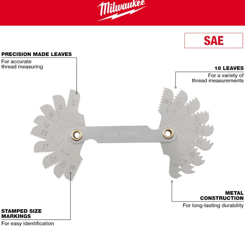 Milwaukee 8-44 TPI SAE Thread Gauge 49-57-5011