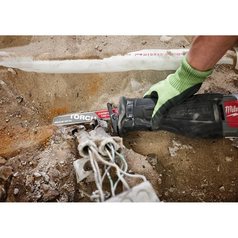 Milwaukee 6" 10TPI TORCH w/ Carbide Teeth Medium Metal Reciprocating Saw Blade - 3 pc 48-00-5351