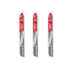 Milwaukee 9" 10TPI TORCH w/ Carbide Teeth Medium Metal Reciprocating Saw Blade - 3 pc 48-00-5352