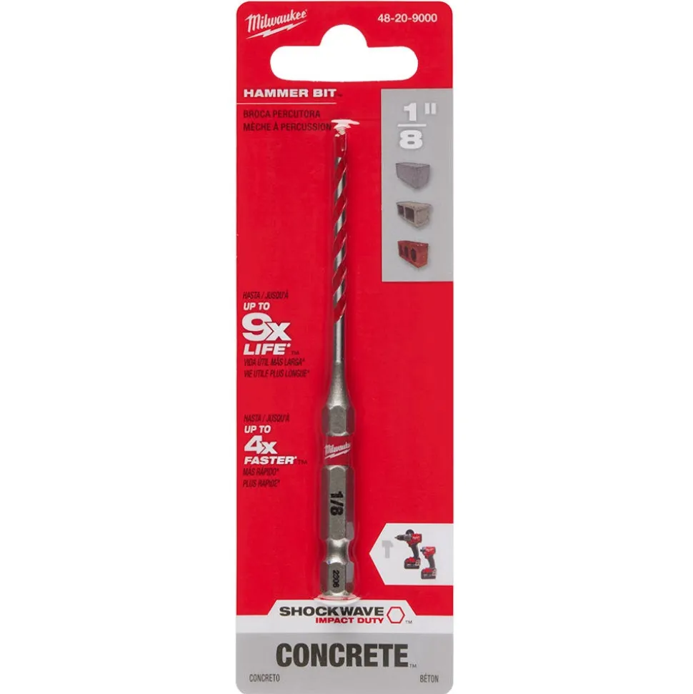 Milwaukee 1/8" x 2" x 3-1/2" SHOCKWAVE Impact Duty Carbide Hammer Drill Bit 48-20-9000