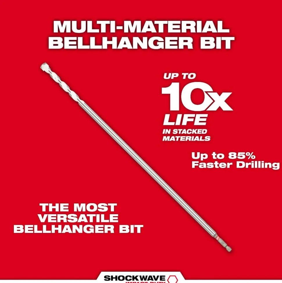 Milwaukee 1/2" x 16" x 18" SHOCKWAVE Impact Duty Carbide Bellhanger Multi-Material Bit 48-20-8866
