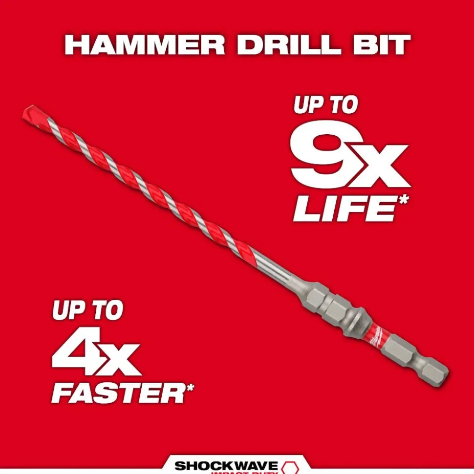 Milwaukee 5/32" x 4" x 6" SHOCKWAVE Impact Duty Carbide Hammer Drill Bit for Concrete Screws 48-20-9092