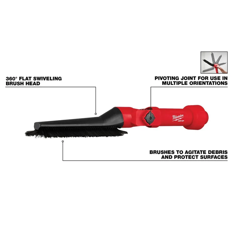 Milwaukee AIR-TIP Low-Profile Pivoting Brush Tool Vacuum Attachment 49-90-2027