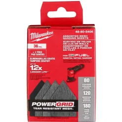 Milwaukee Assorted 80, 120 & 180 Mesh Sanding Sheets for M12 FUEL Orbital Detail Sander 36pk 48-80-5406