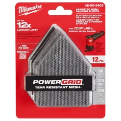 Milwaukee Assorted 80, 120 & 180 Mesh Sanding Sheets for M12 FUEL Orbital Detail Sander 12pk 48-80-5405
