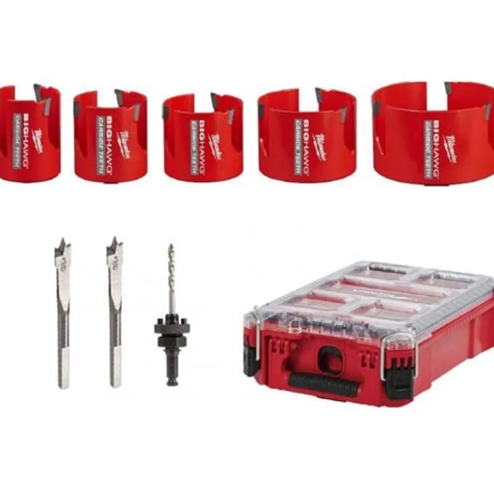 Milwaukee BIG HAWG 9-Piece Carbide Hole Saw Set PACKOUT Kit 49-56-9295