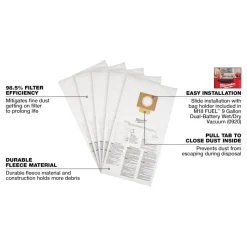 Milwaukee Fleece Dust Bags (5PK) - 9 Gallon 49-90-1989