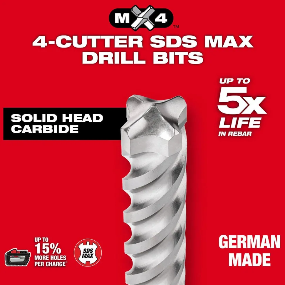 Milwaukee MX4 3/4" x 24" x 29" 4-Cutter SDS-MAX Rotary Hammer Drill Bit 48-20-3934