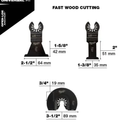 Milwaukee Open-Lok 3 Piece Wood Cutting Multi-Tool Blade Variety Pack 49-10-9004