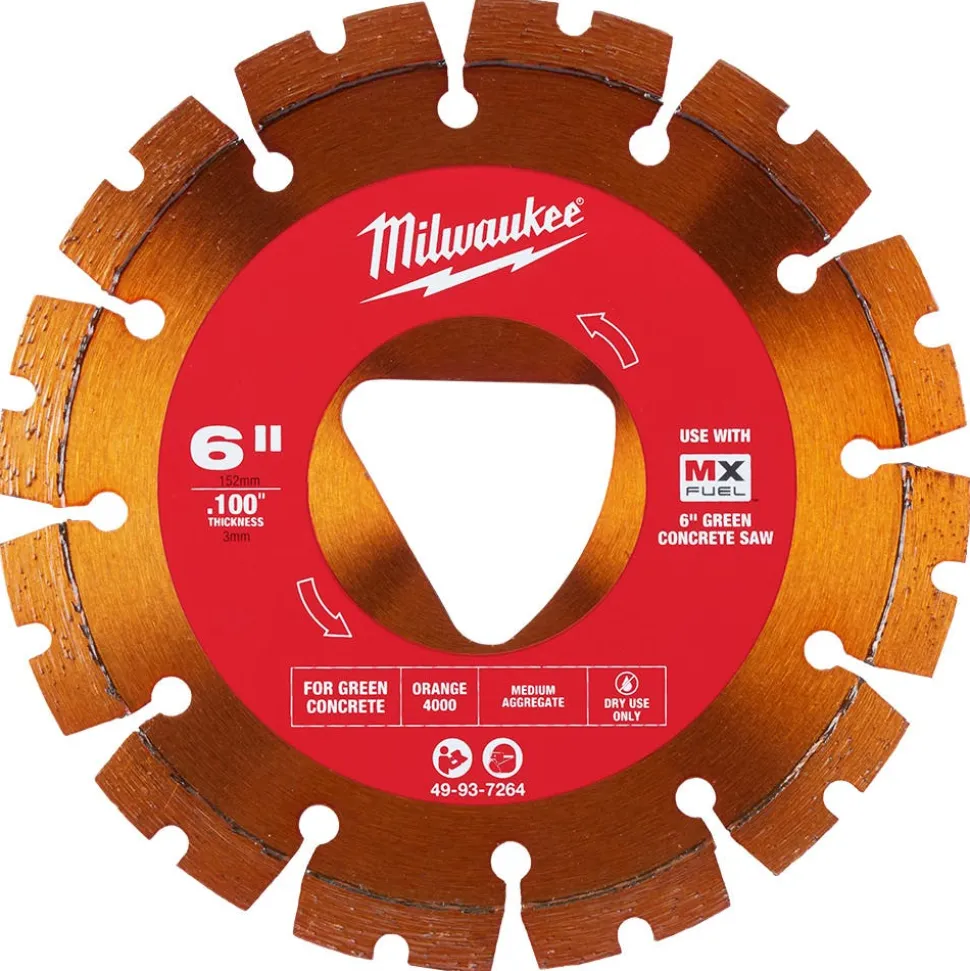 Milwaukee Orange 6" x .100" Diamond Blade for Green Concrete (General Purpose) 49-93-7264