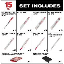 Milwaukee 15PC Sawzall Blade PACKOUT Kit 49-22-5641