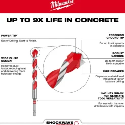 Milwaukee 7PC. SHOCKWAVE Impact Duty Carbide Hammer Drill Bit Set 48-20-9057