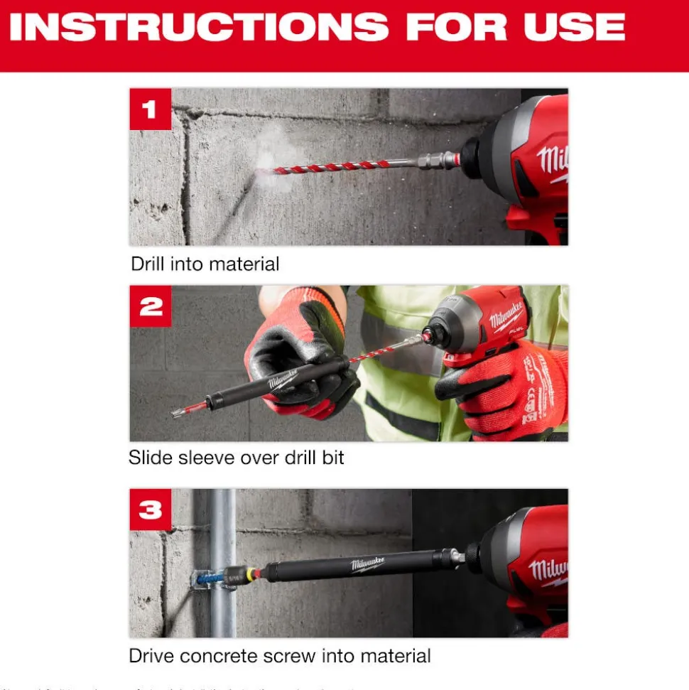 Milwaukee 7PC. SHOCKWAVE Impact Duty Carbide Hammer Drill Bit Concrete Screw Install Set 48-20-9097