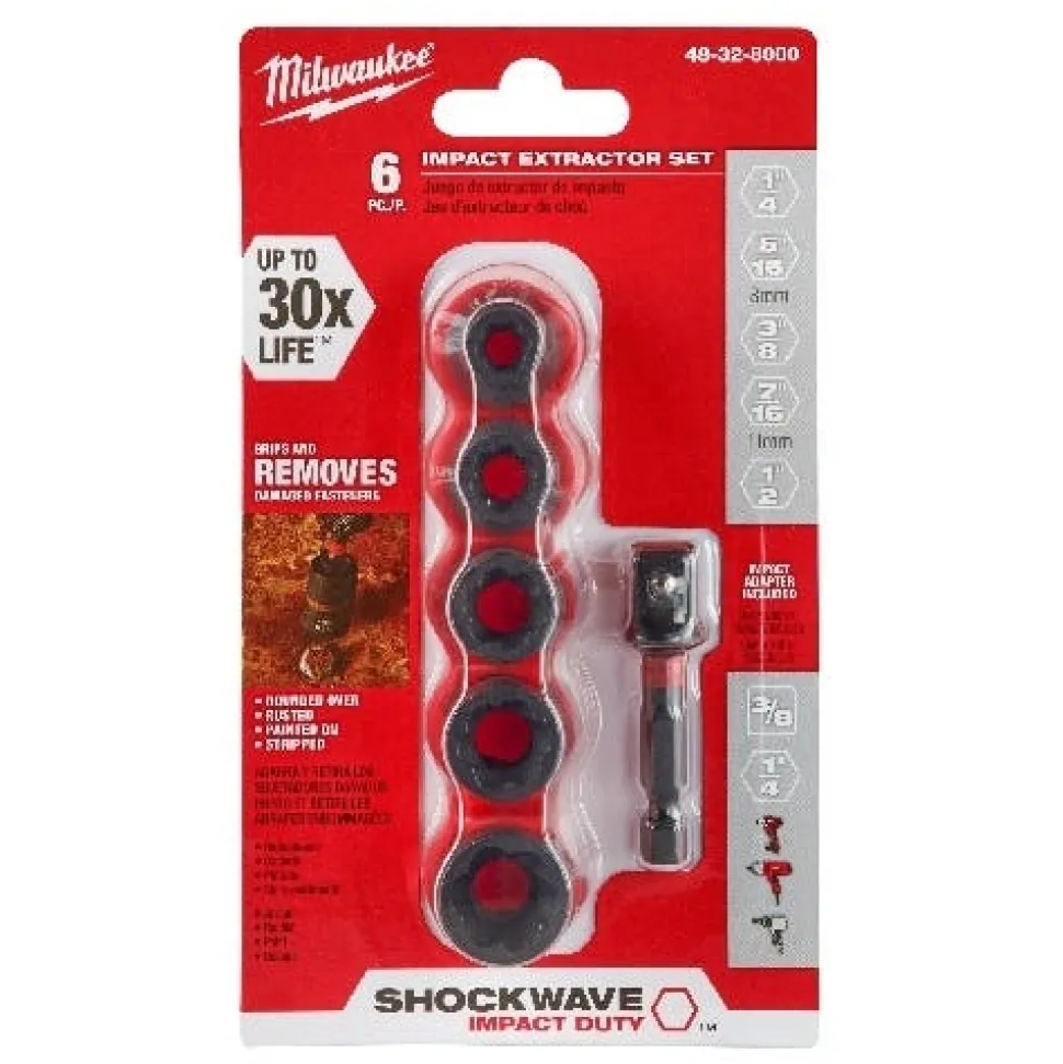 Milwaukee Shockwave Bolt Extractor Set 48-32-8000