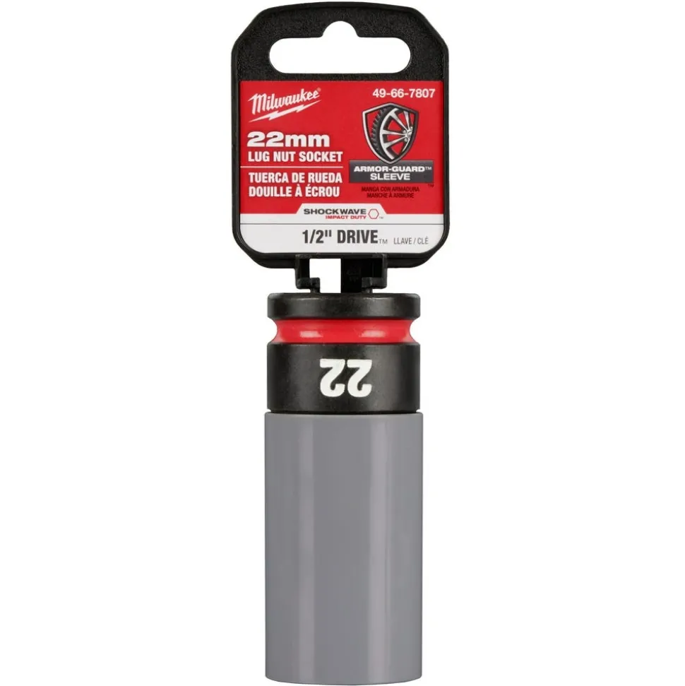 Milwaukee SHOCKWAVE Impact Duty 1/2" Drive 22MM Metric Lug Nut Wheel Socket 49-66-7807
