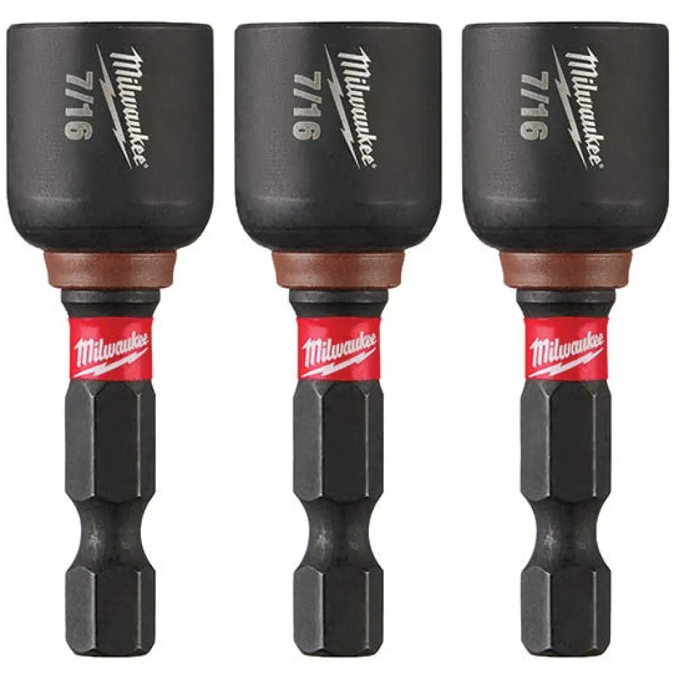 Milwaukee SHOCKWAVE Impact Duty 7/16" x 1-7/8" Magnetic Nut Driver 3PK 49-66-4526