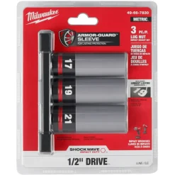 Milwaukee SHOCKWAVE Impact Duty 1/2" Drive Metric 3 Piece Lug Nut Wheel Socket Set 49-66-7830