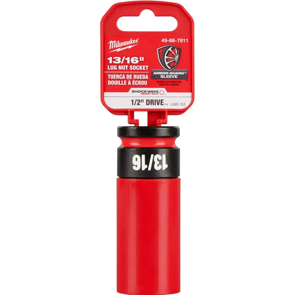 Milwaukee SHOCKWAVE Impact Duty 1/2" Drive 13/16" SAE Lug Nut Wheel Socket 49-66-7811