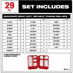 Milwaukee SHOCKWAVE Impact Duty RED HELIX Titanium Drill Bit Set - 29 Piece 48-89-4672