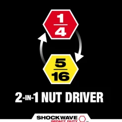 Milwaukee SHOCKWAVE Impact Duty 1/4" and 5/16" x 2-1/4" QUIK-CLEAR 2-in-1 Magnetic Nut Driver 49-66-4542