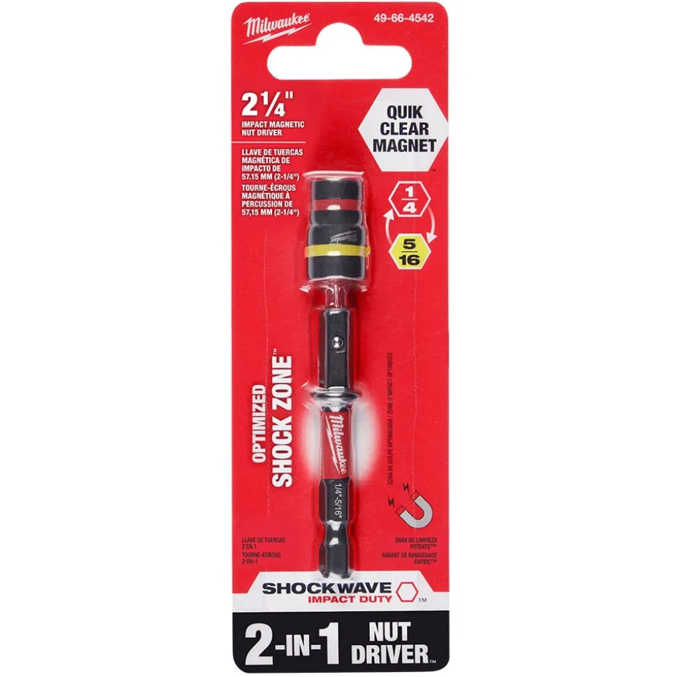 Milwaukee SHOCKWAVE Impact Duty 1/4" and 5/16" x 2-1/4" QUIK-CLEAR 2-in-1 Magnetic Nut Driver 49-66-4542