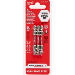 Milwaukee SHOCKWAVE Impact Duty PH2/SQ2/T25 Double Ended Bits 3 Piece 48-32-4319