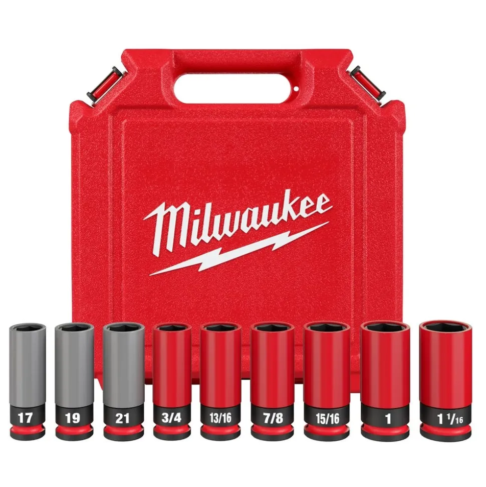Milwaukee SHOCKWAVE Impact Duty 1/2" Drive SAE & Metric 9 Piece Lug Nut Wheel Socket Set 49-66-7832