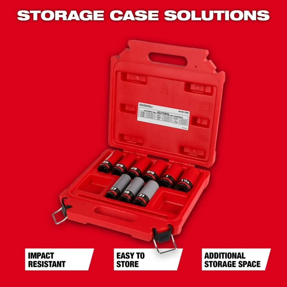 Milwaukee SHOCKWAVE Impact Duty 1/2" Drive SAE & Metric 9 Piece Lug Nut Wheel Socket Set 49-66-7832