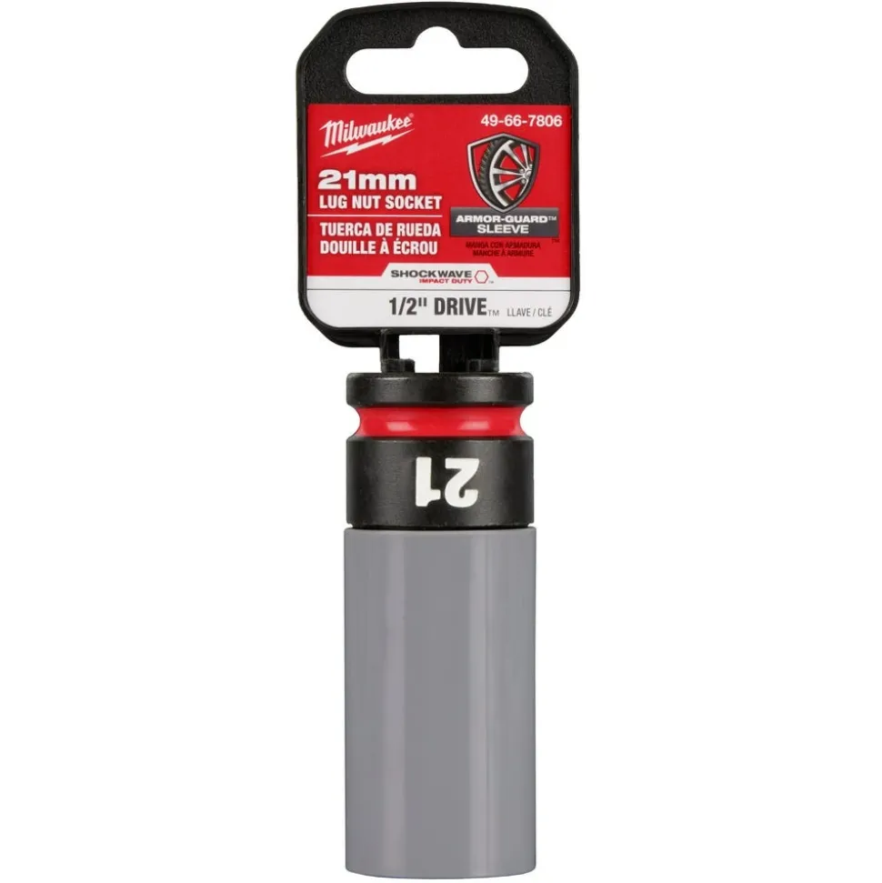 Milwaukee SHOCKWAVE Impact Duty 1/2" Drive 21MM Metric Lug Nut Wheel Socket 49-66-7806
