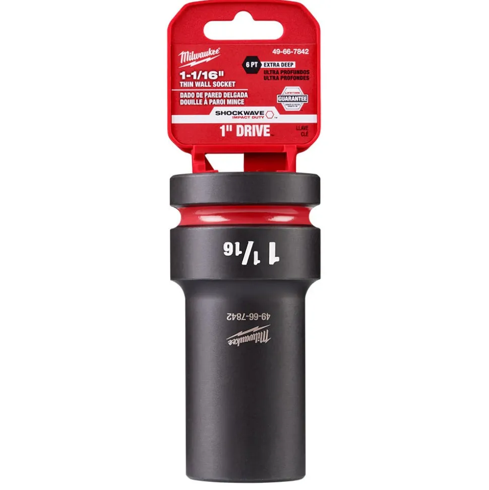 Milwaukee SHOCKWAVE Impact Duty 1" Drive 1-1/16" Thin Wall Extra Deep 6 Point Socket 49-66-7842