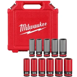 Milwaukee SHOCKWAVE Impact Duty 1/2" Drive SAE & Metric 11 Piece Lug Nut Wheel Socket Set 49-66-7833