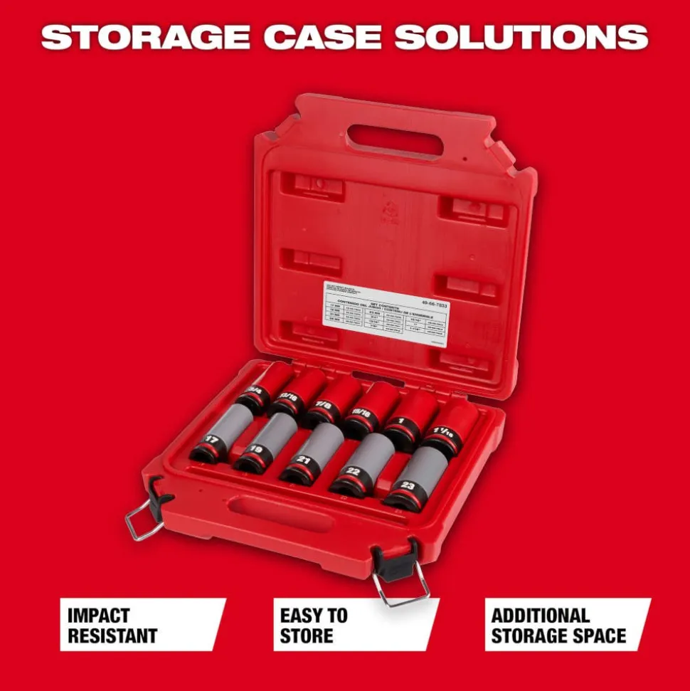 Milwaukee SHOCKWAVE Impact Duty 1/2" Drive SAE & Metric 11 Piece Lug Nut Wheel Socket Set 49-66-7833