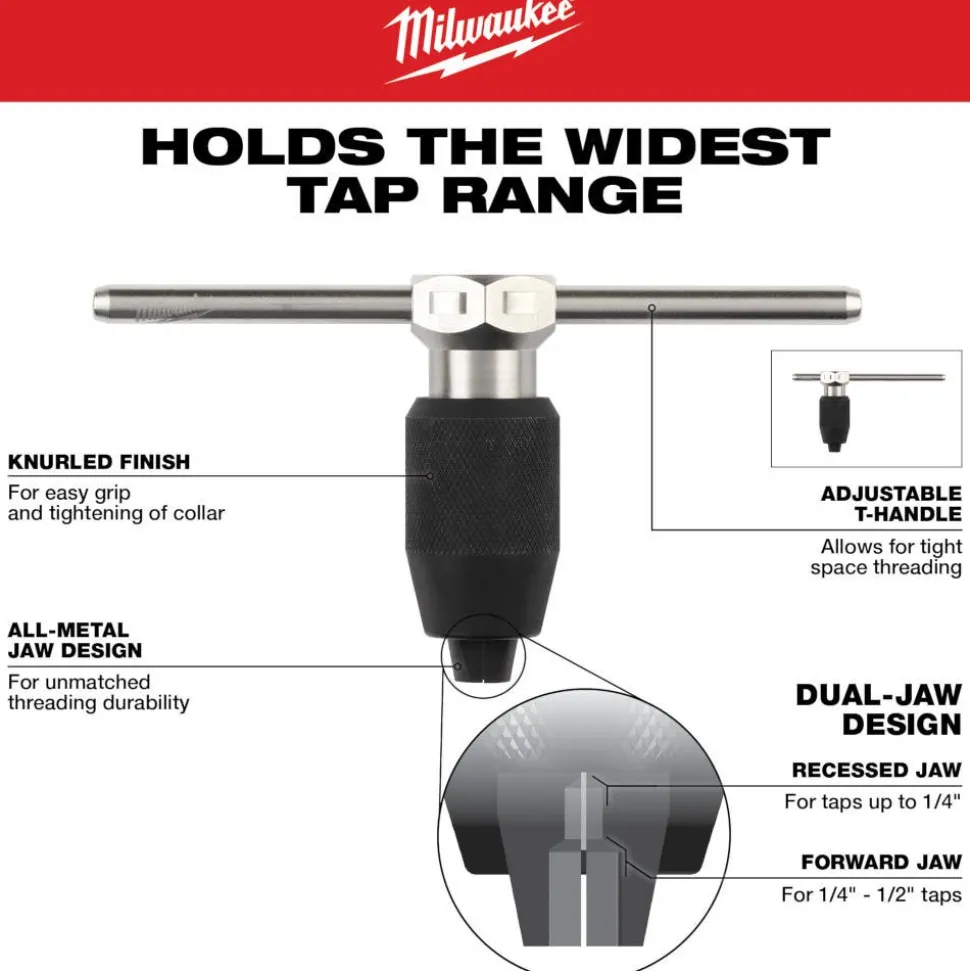 Milwaukee Tap Collet for Taps up to 1/2" & T Handle Bar 49-57-5001