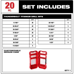 Milwaukee THUNDERBOLT Titanium Drill Bit Set - 20 Piece 48-89-1105