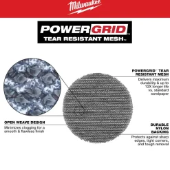Milwaukee Tools 3” 400 Grit Mesh Sanding Discs with POWERGRID Tear Resistant Mesh – 12 pk + Pad Saver 48-80-6400