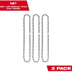 Milwaukee Tools 14" .325" LOW PROFILE Pitch, .043" Gauge Saw Chain - 3 PK 49-16-2819