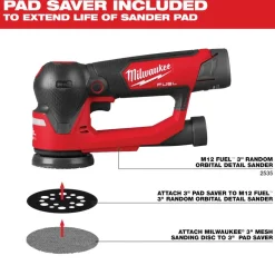 Milwaukee Tools 3” Assorted 80, 120, 180 Grit Mesh Sanding Discs with POWERGRID Tear Resistant Mesh – 12 pk + Pad Saver 48-80-6405