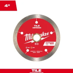 Milwaukee Tools 4" Diamond Max Continuous, Tile Diamond Blade 49-93-9202