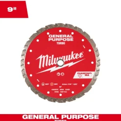 Milwaukee Tools 9" Diamond Max Turbo, General Purpose Diamond Blade 49-93-9109