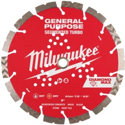 Milwaukee Tools 9" Diamond Max Segmented Turbo, General Purpose Diamond Blade 49-93-9009