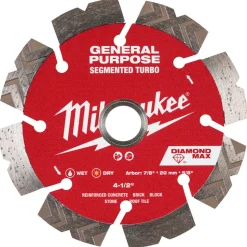 Milwaukee Tools 4-1/2" Diamond Max Segmented Turbo, General Purpose Diamond Blade 49-93-9004