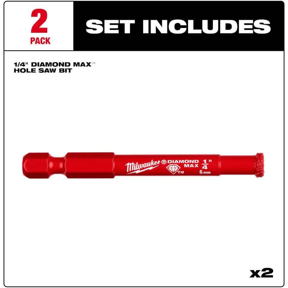 Milwaukee Tools 1/4" Diamond Max Hole Saw Bits - 2PK 49-56-0501