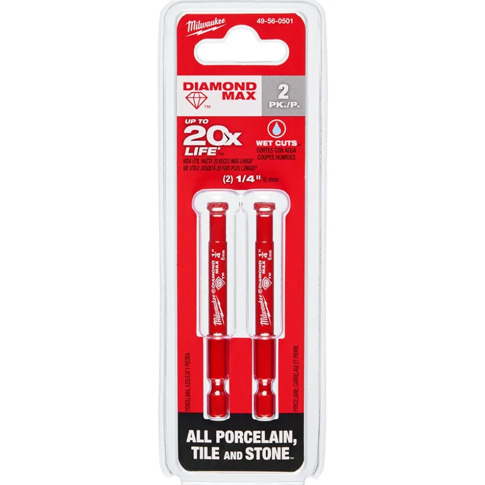 Milwaukee Tools 1/4" Diamond Max Hole Saw Bits - 2PK 49-56-0501