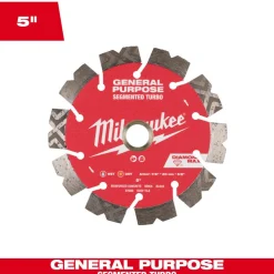Milwaukee Tools 5" Diamond Max Segmented Turbo, General Purpose Diamond Blade 49-93-9005