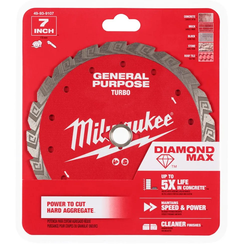 Milwaukee Tools 7" Diamond Max Turbo, General Purpose Diamond Blade 49-93-9107