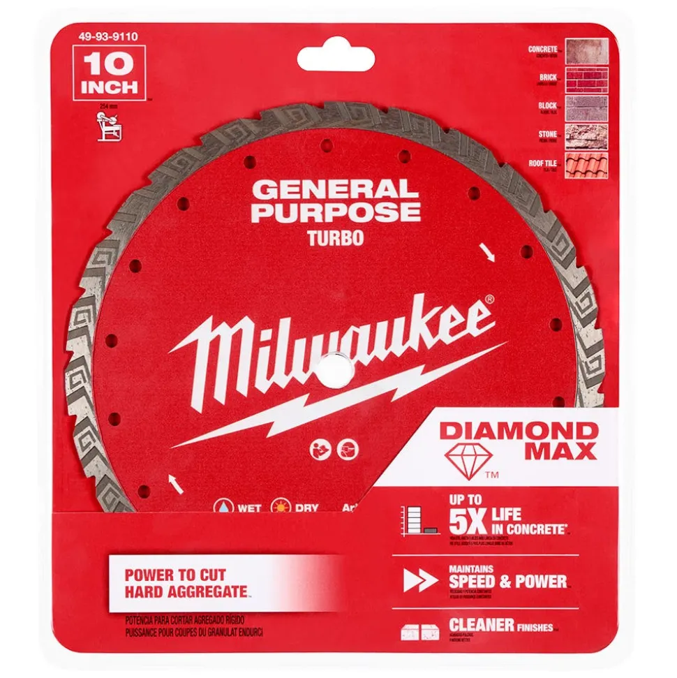 Milwaukee Tools 10" Diamond Max Turbo, General Purpose Diamond Blade 49-93-9110